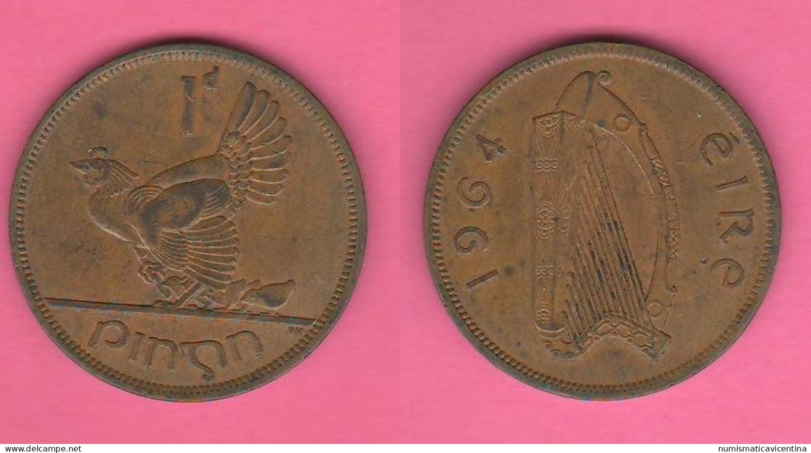 Ireland ONE PENNY 1964 Bronze Coin Irlanda Eire - Irland