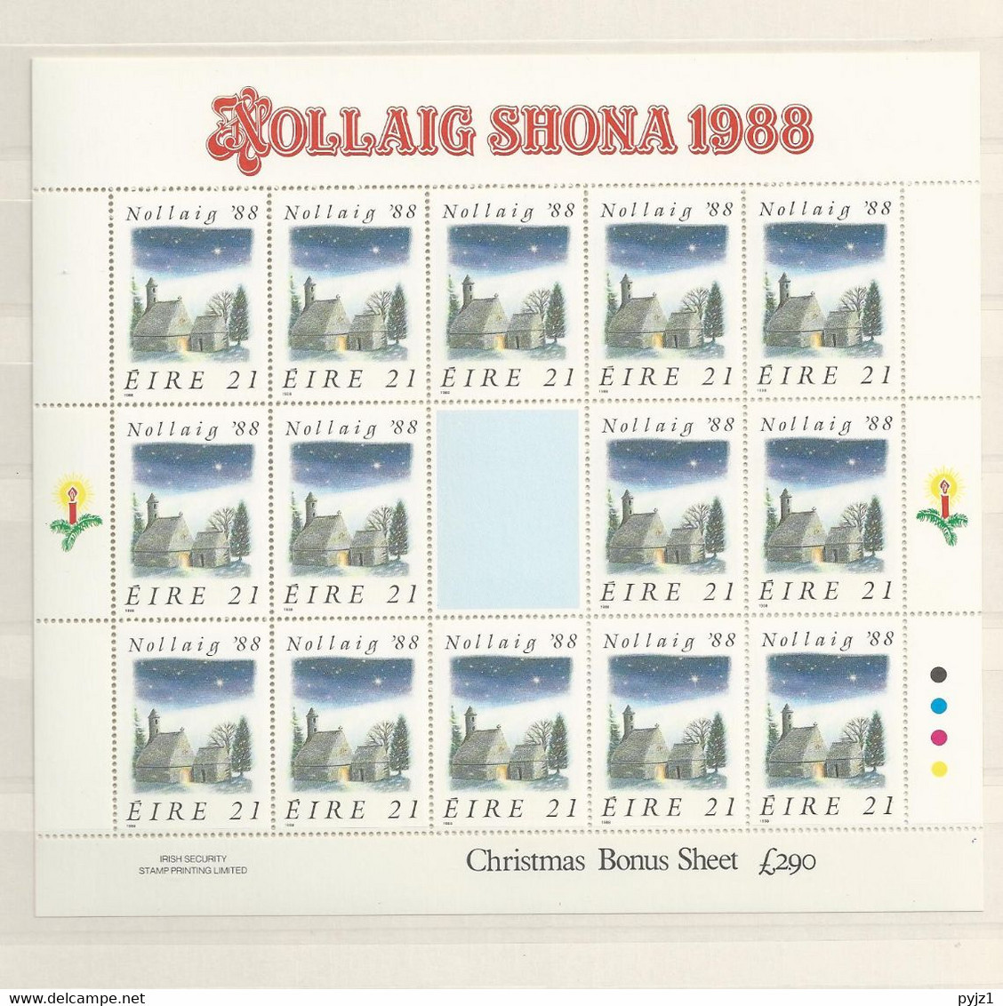 1988 MNH Ireland, Christmas Sheet, Postfris - Blocks & Kleinbögen