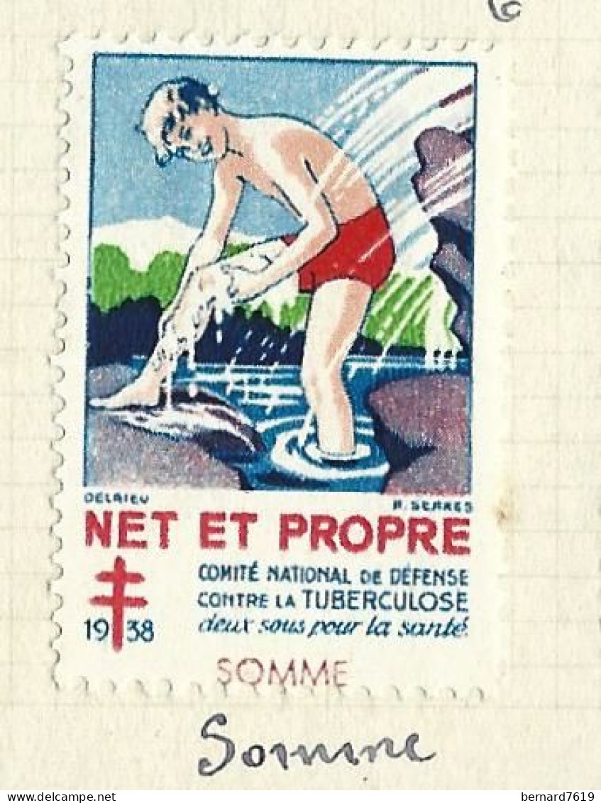 Timbre   France- - Croix Rouge - Erinnophilie -comIte National De Defense  La Tuberculose - 938- Net Et Propre - Somme - Antituberculeux