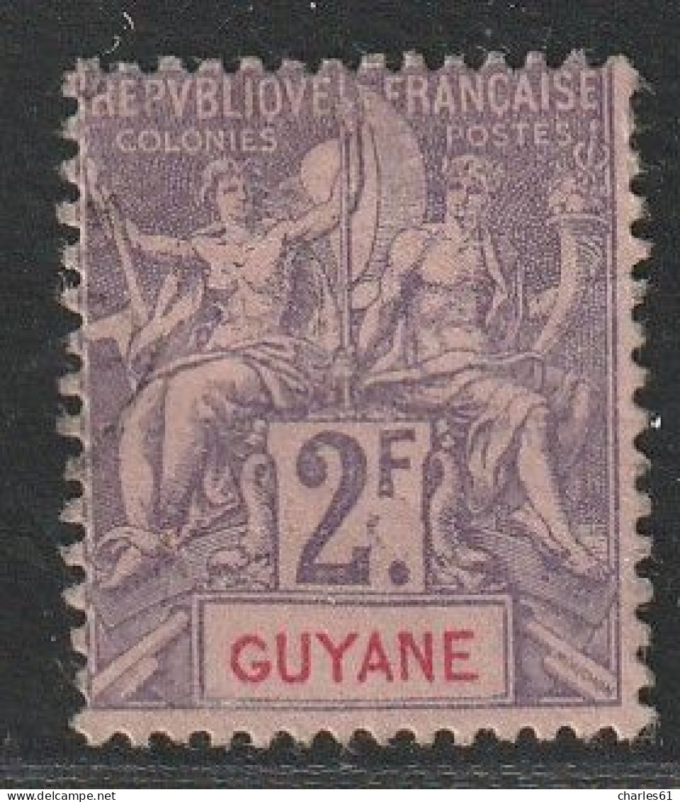 GUYANE - N°48 Obl (1900-04) 2f Violet Sur Rose - Gebruikt