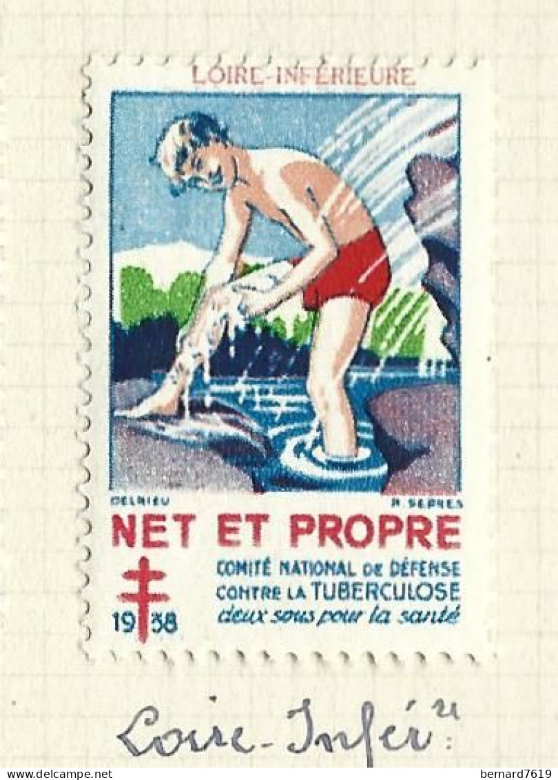 Timbre   France- - Croix Rouge - Erinnophilie -comIte National De Defense  La Tuberculose -1938- Net Et Propre - 44 - Antituberculeux