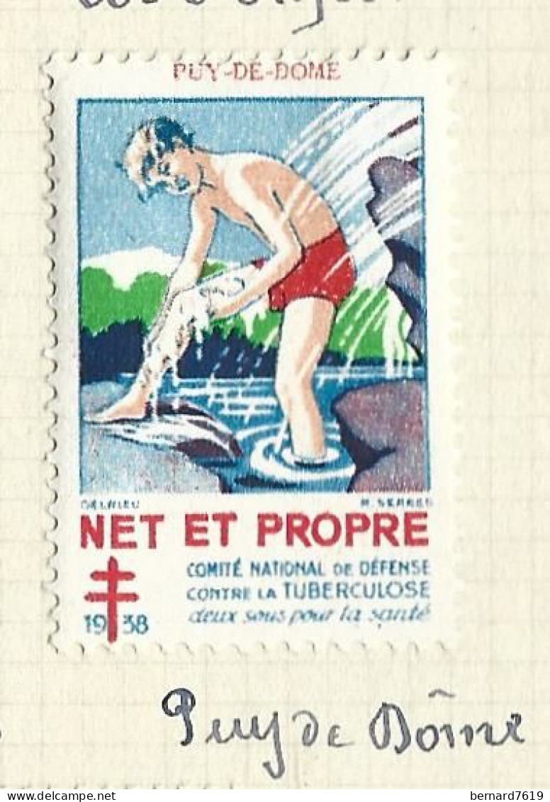 Timbre   France- - Croix Rouge - Erinnophilie -comIte National De Defense  La Tuberculose -1938- Net Et Propre - 63 - Antituberculeux