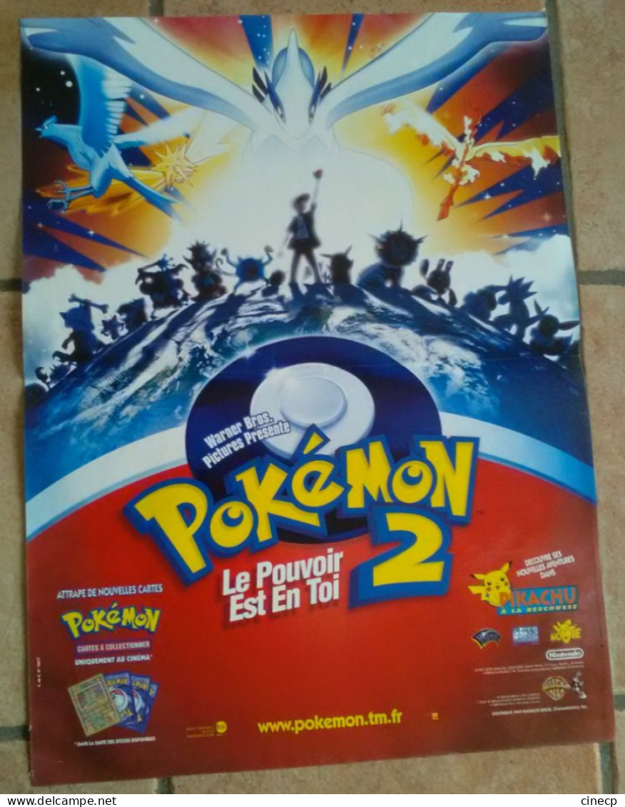 AFFICHE CINEMA FILM POKEMON 2 Pokémon 2 Le Pouvoir Est En Toi DESSIN ANIME TBE 2000 JAPON YUYAMA 40 X 60 - Affiches & Posters