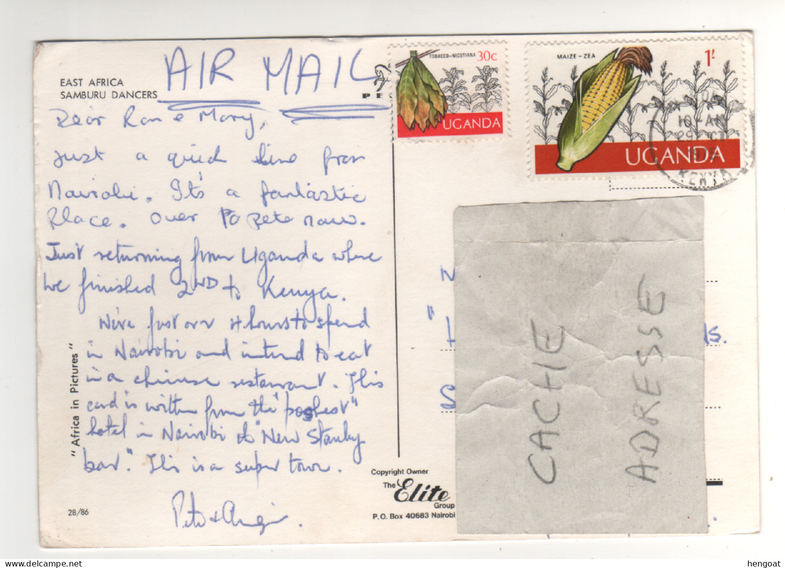 Timbre , Stamp " Plante : Tabac , Maïs  " Sur Cp , Carte , Postcard Du 29/10/75 - Ouganda (1962-...)