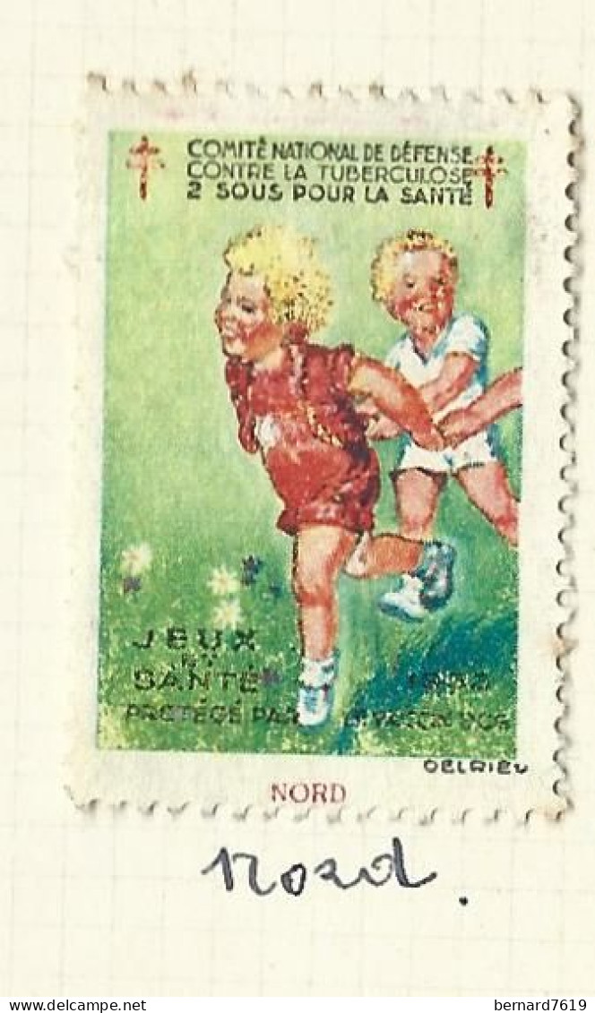 Timbre   France- - Croix Rouge - Erinnophilie -comIte National De Defense  La Tuberculose -1933 - Jeux - 59 Nord - Tuberkulose-Serien