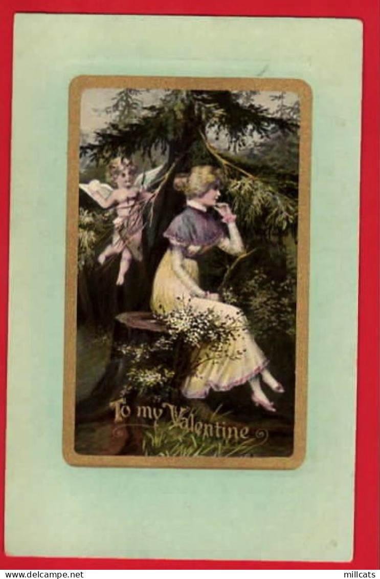   CUPID  ART NOVEAU FASHION LADY   TO MY VALENTINE  POSTMARK  GRAY TOWN OHIO USA  1910 - Saint-Valentin