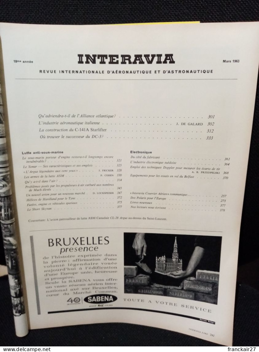 INTERAVIA 3/1963 Revue Internationale Aéronautique Astronautique Electronique - Aviazione