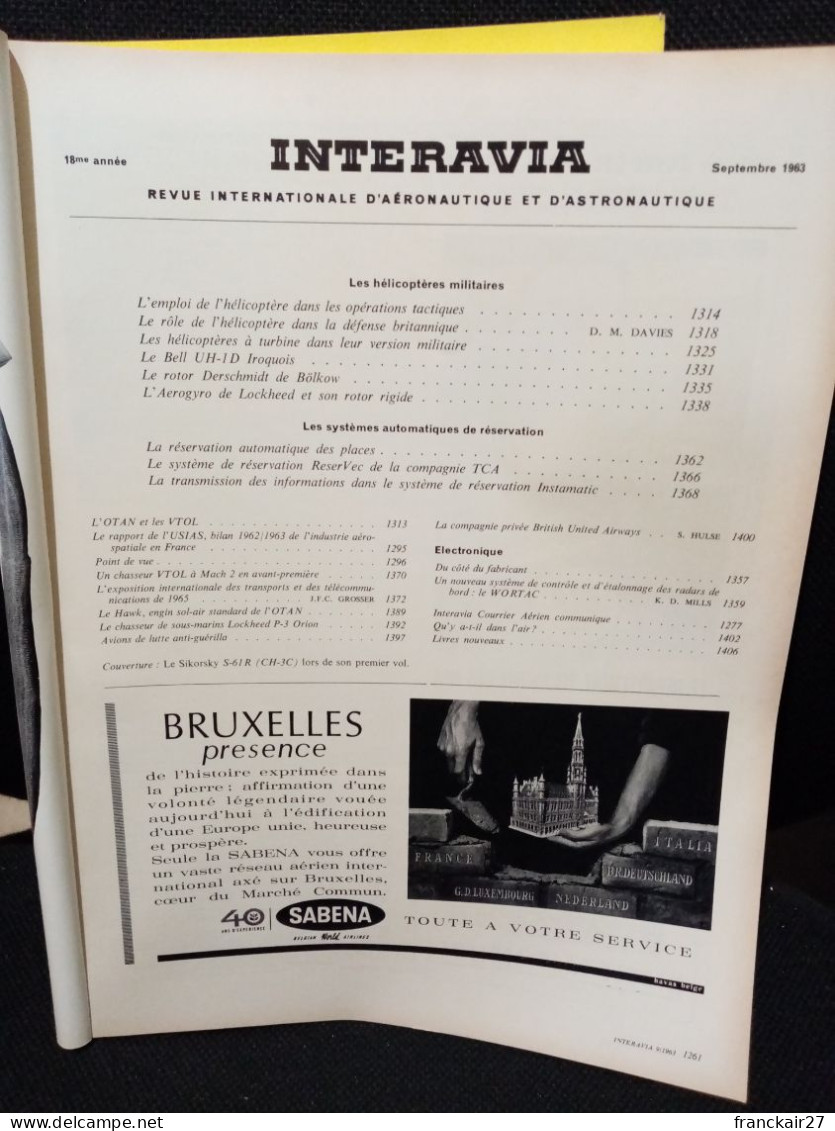 INTERAVIA 9/1963 Revue Internationale Aéronautique Astronautique Electronique - Aviazione