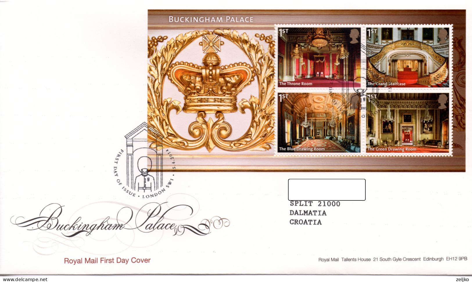 UK, GB, Great Britain, FDC, 2014, Buckingham Palace - 2011-2020 Em. Décimales