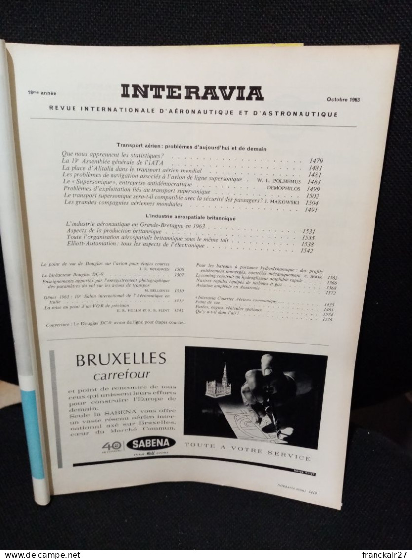 INTERAVIA 10/1963 Revue Internationale Aéronautique Astronautique Electronique - Aviazione