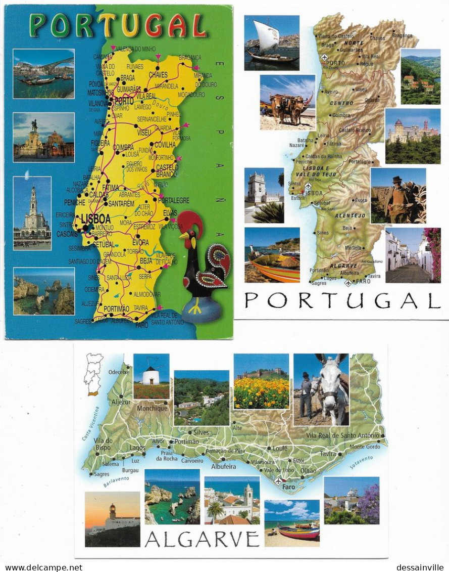 PORTUGAL - 3 Cartes Géographiques - Verzamelingen & Kavels