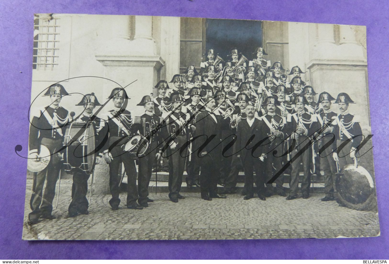 Carte Photo Muziekband Fanfare  Fanfara  Foto Ed. G.FELICI Roma Band Muziekkapel - Musique Et Musiciens