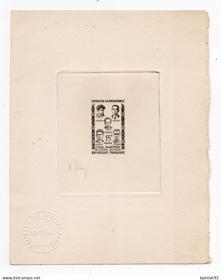 !!! EPREUVE D'ARTISTE MARTYRS DU LYCEE BUFFON N°1198 SIGNEE PAR LE GRAVEUR - Artist Proofs