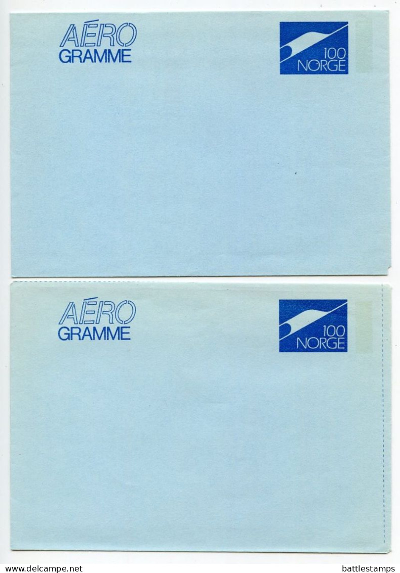 Norway 1970's 5 Different Mint Aeogrammes - 100o. (3 Types), 1.20k & 1.20k + 20o. - Enteros Postales