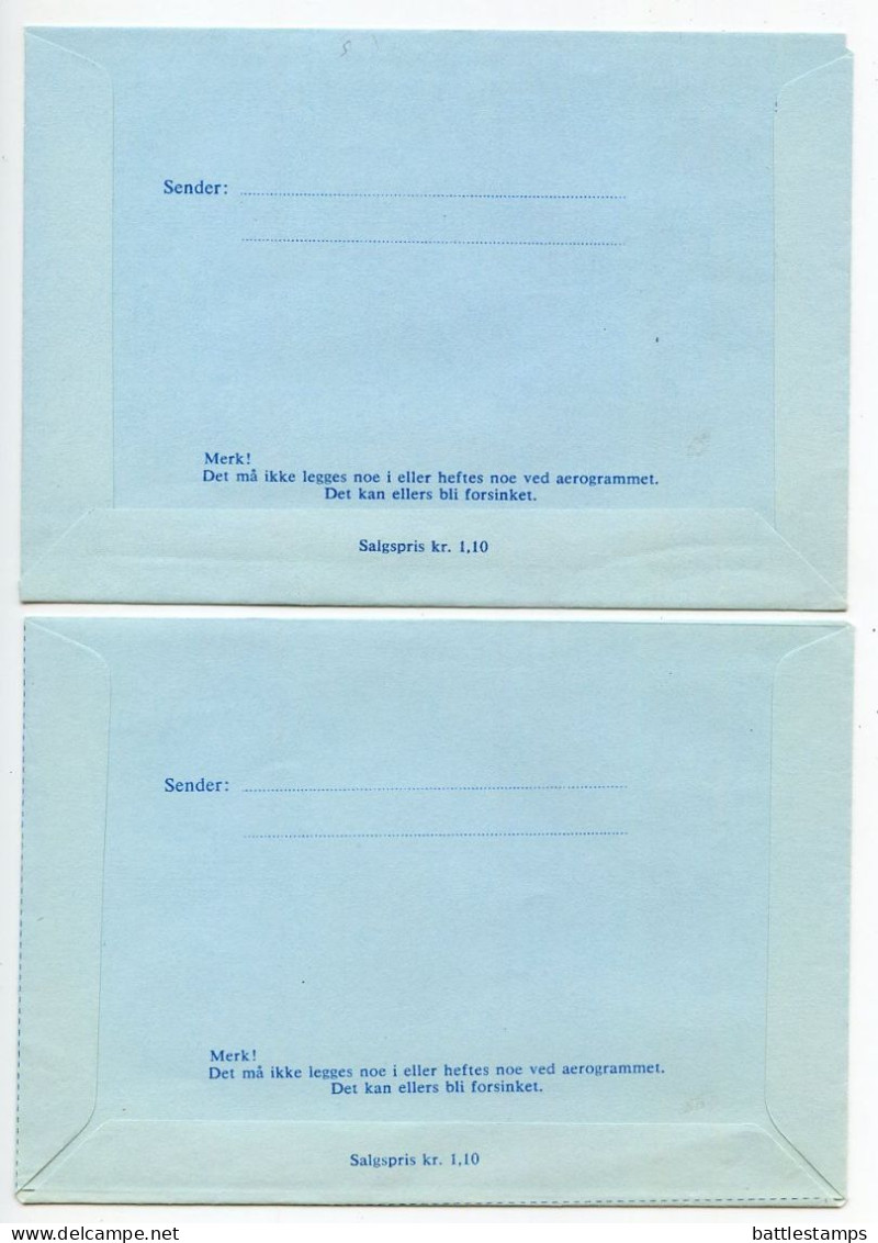 Norway 1970's 5 Different Mint Aeogrammes - 100o. (3 Types), 1.20k & 1.20k + 20o. - Postal Stationery