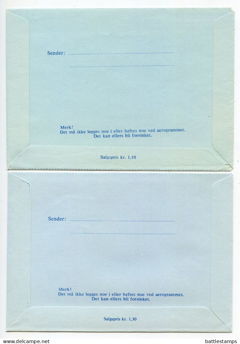 Norway 1970's 5 Different Mint Aeogrammes - 100o. (3 Types), 1.20k & 1.20k + 20o. - Postal Stationery