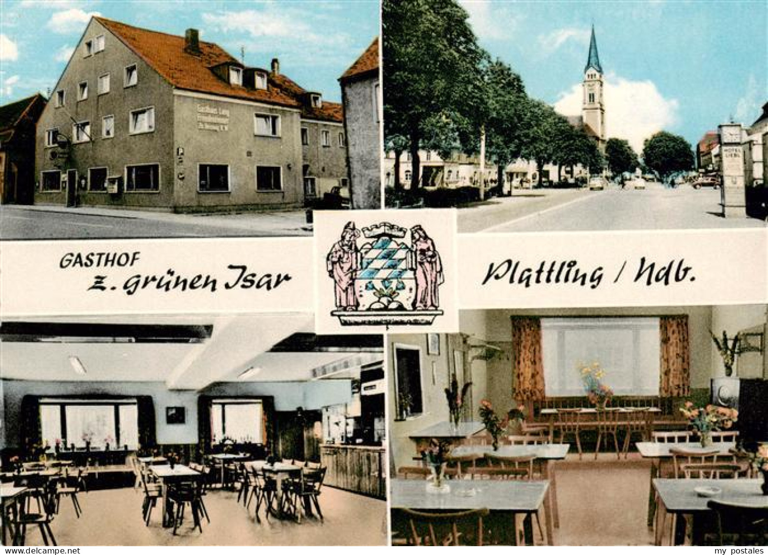 73869012 Plattling Isar Bayern Gasthof Zur Gruenen Isar Gastraeume Strassenparti - Plattling