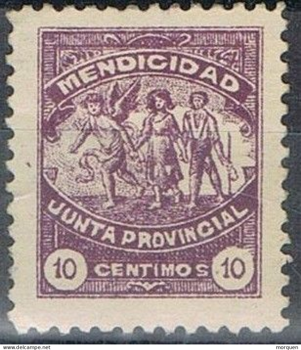 Sello 10 Cts Junta Provincial De Granada, MENDICIDAD, Guerra Civil ** - Spanish Civil War Labels