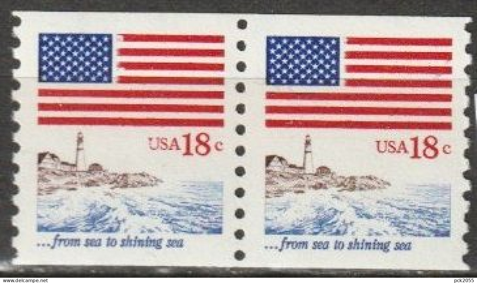 USA 1980 Mi-Nr.1465 ** Postfrisch Paar Flagge Mit Leuchtturm ( U 82) Günstige Versandkosten - Unused Stamps