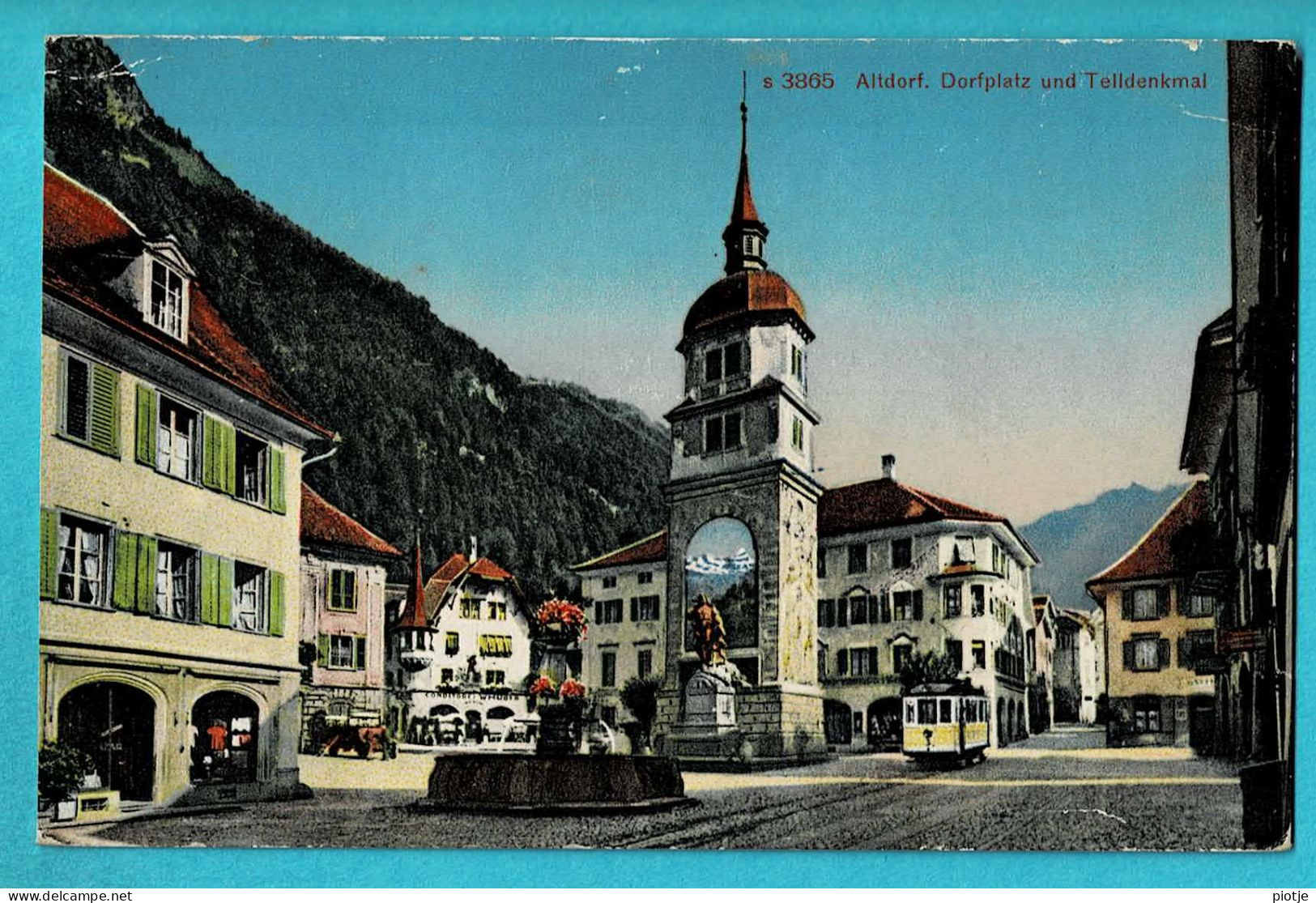 * Altdorf (Uri - Suisse - Schweiz) * (Photoglob Wehrli & Vouga & Co A.G. Zurich, Nr 945 - S 3865) Dorfplatz, Tram, Old - Altdorf