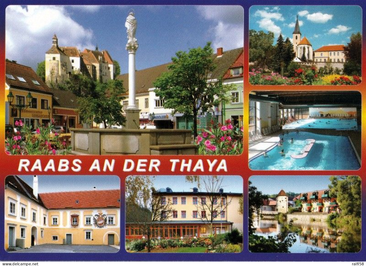 1 AK Österreich / Niederösterreich * Raabs An Der Thaya - Hauptplatz Mit Blick Zur Burg, Pfarrkirche, Lindenhof, Thaya * - Raabs An Der Thaya