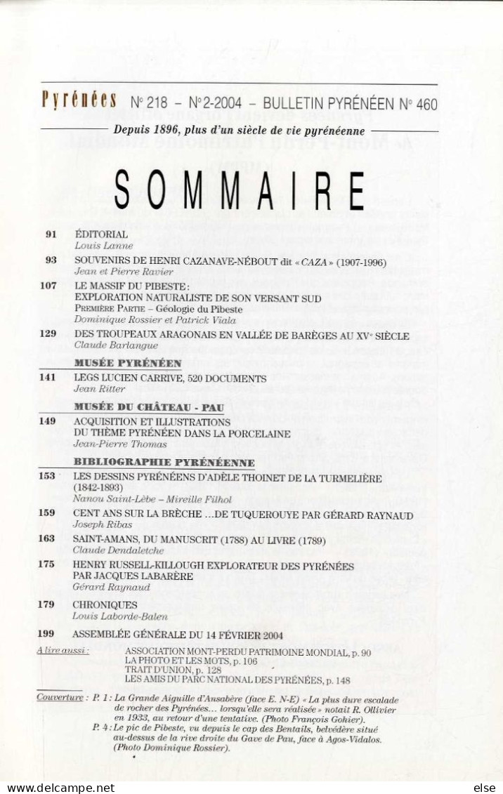 PYRENEES  N° 218   N°2  2004  -  CAZA  LES CORDEES DU LEZAT ET D ANSABERE  -   PAGE 91  A 200 - Midi-Pyrénées