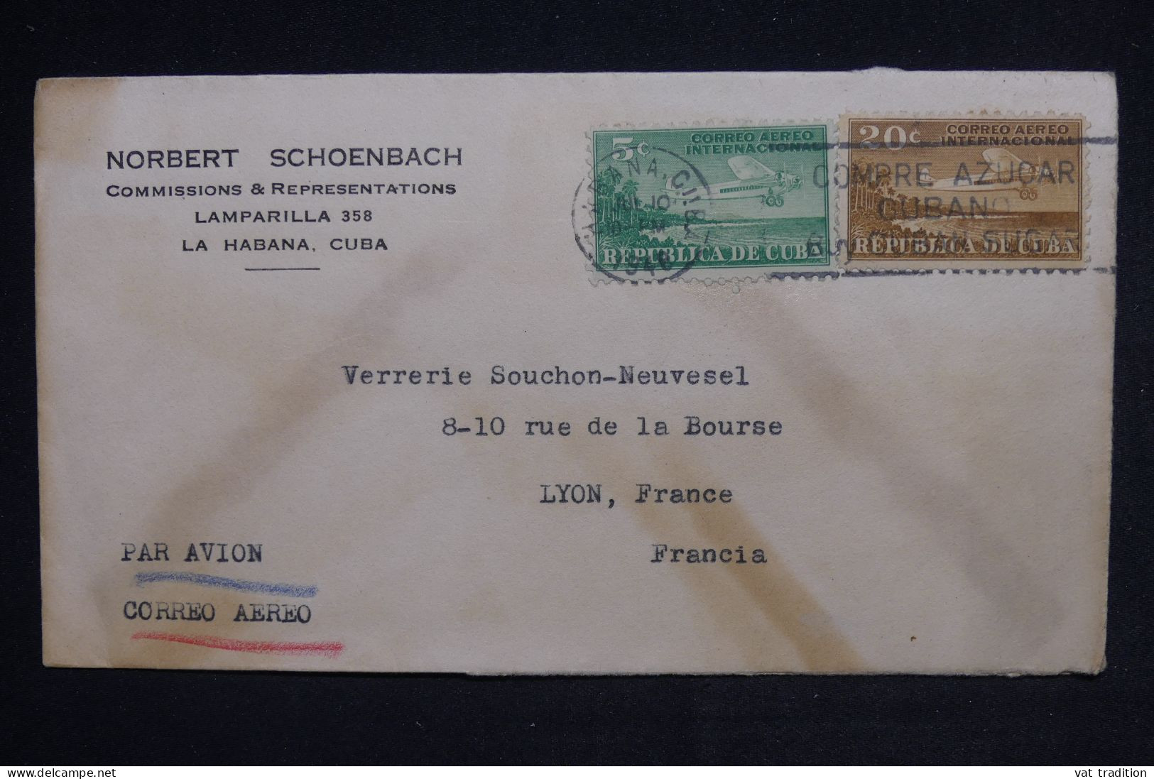 CUBA - Enveloppe Commerciale De  La Habana Pour La France Par Avion - L 149346 - Brieven En Documenten