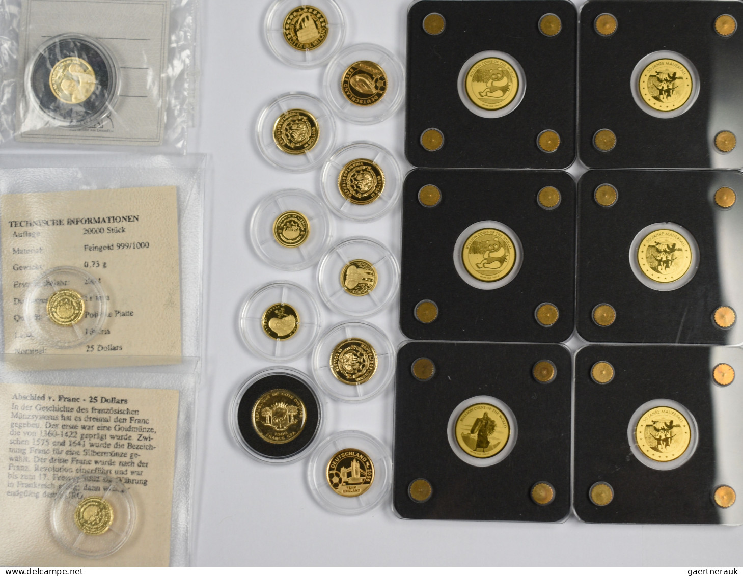 Alle Welt  - Anlagegold: Kleinste Goldmünzen Der Welt. Lot Mit 19 Minigoldmünzen - Colecciones Y Lotes