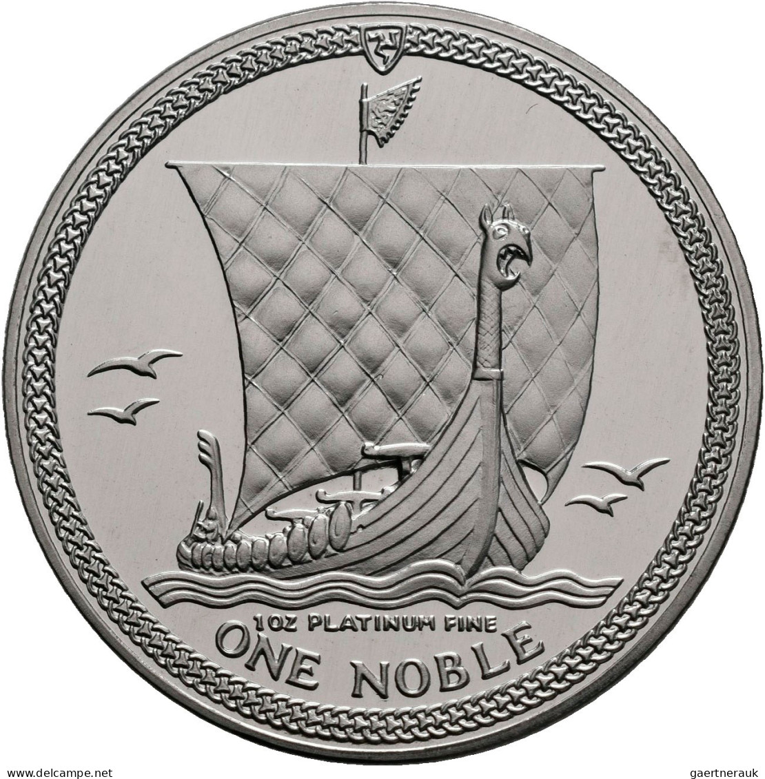 Insel Man: 1 Noble 1986, Wikingerschiff, KM# 154, Friedberg B3. 1 OZ 995/1000 Pl - Otros – Europa