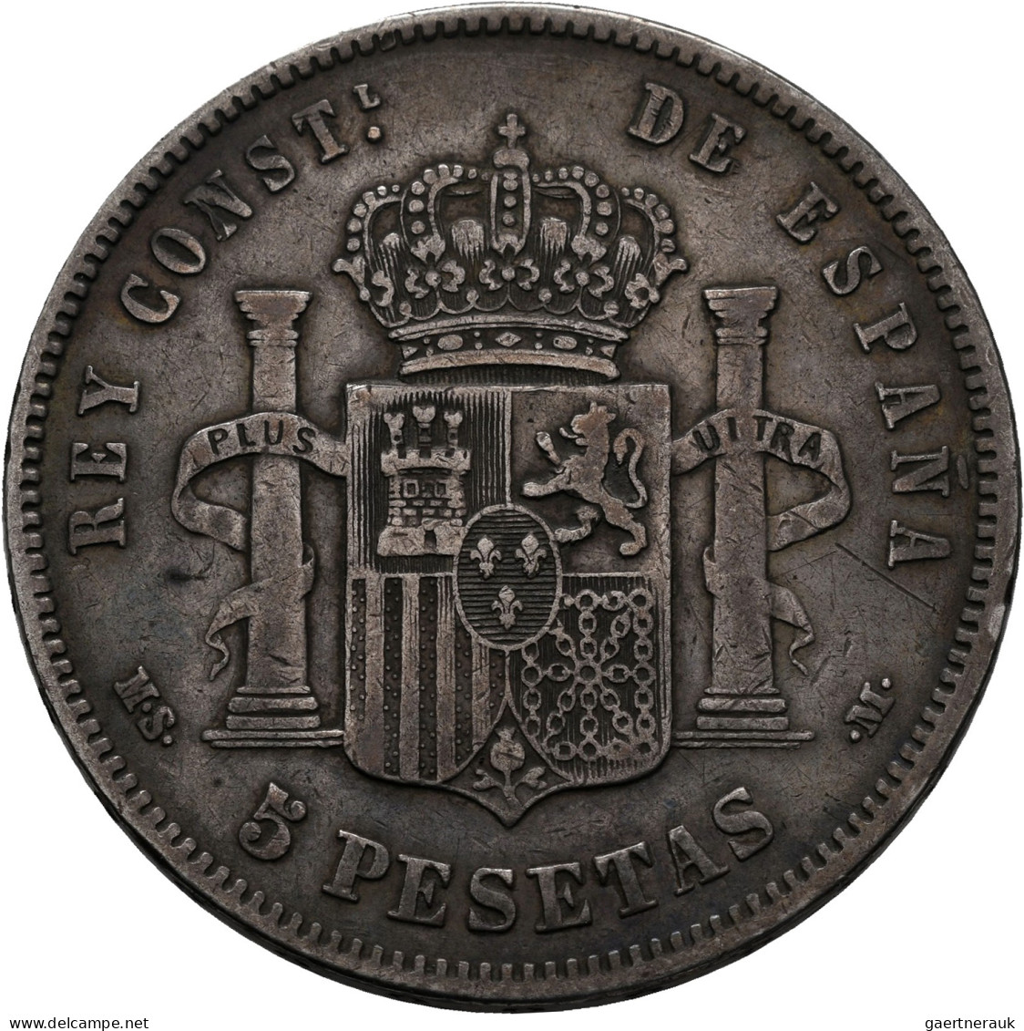 Spanien: 5 Pesetas 1871 SDM (71) + 1885 MSM (87). Sehr Schön. Lot 2 Stück. - Autres & Non Classés