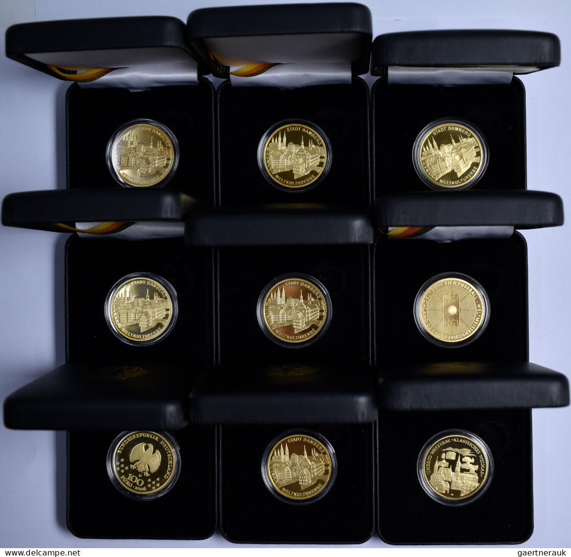 Deutschland - Anlagegold: 9 x 100 Euro Goldmünzen der BRD, dabei 6 x 2004 Bamber