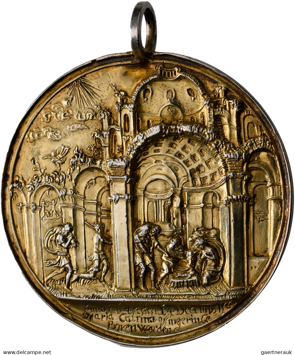 Haus Habsburg: Ferdinand I. 1521-1564: Große Altvergoldete Silbergussmedaille O. - Otros – Europa