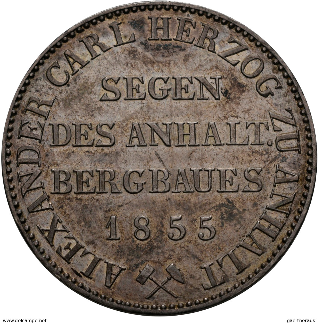 Anhalt-Bernburg: Alexander Carl 1834-1863: Taler 1855 A (Ausbeutetaler). AKS 16, - Autres & Non Classés