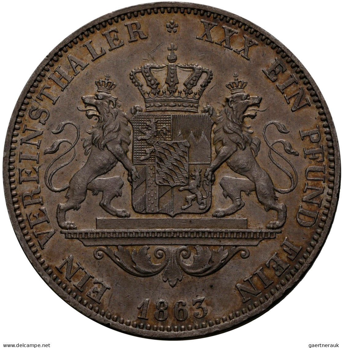 Bayern: Maximilian II. Joseph 1848-1864: Taler 1863 (Vereinstaler). AKS 149, Jae - Sonstige & Ohne Zuordnung