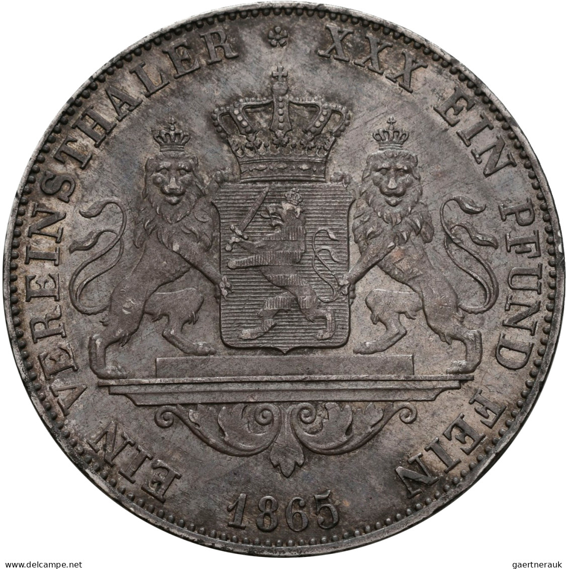 Hessen-Darmstadt: Ludwig III. 1848-1877: Taler 1865 (Vereinstaler). AKS 120, Jae - Otros & Sin Clasificación