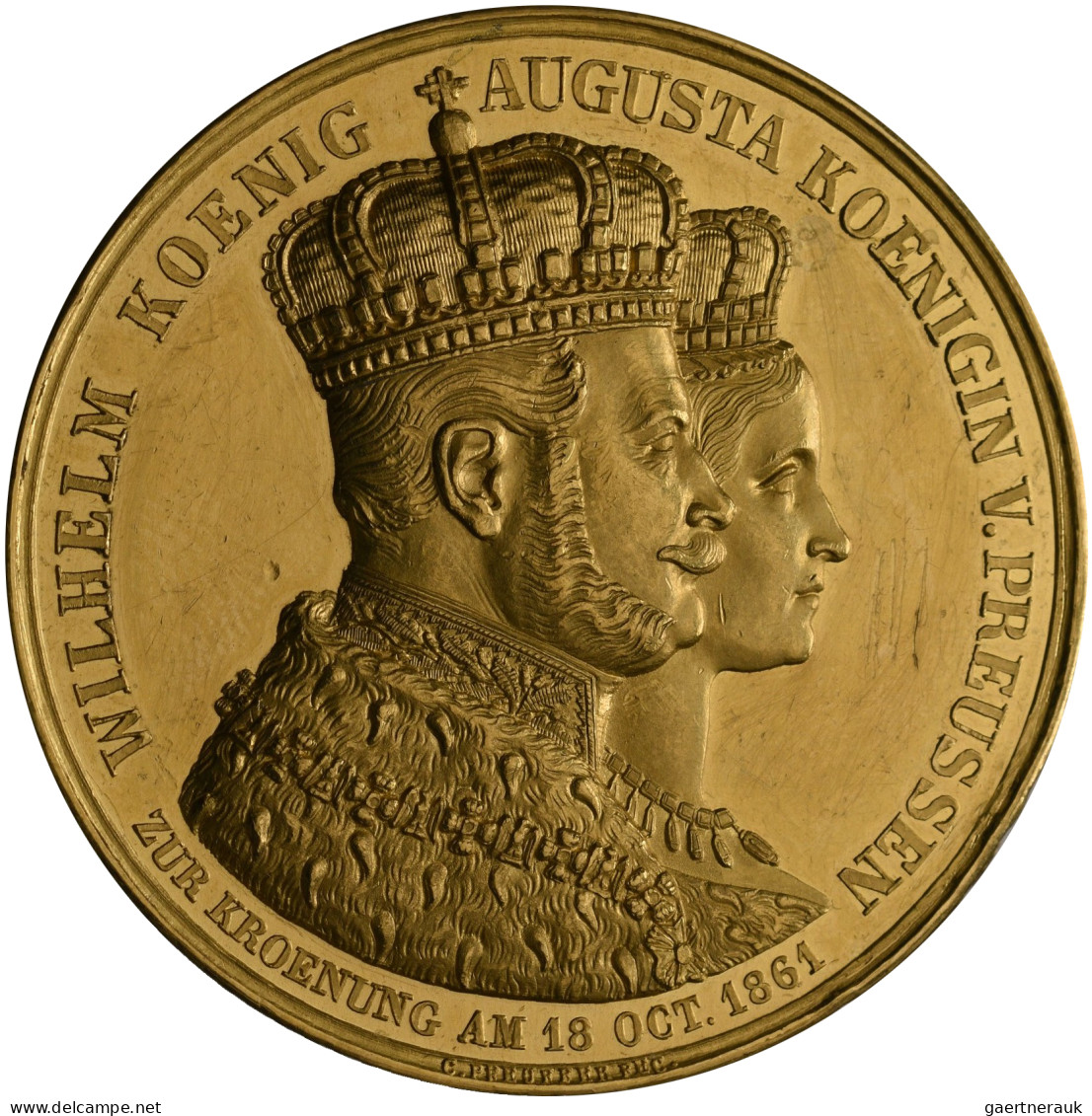 Preußen: Wilhelm I. 1861-1888: Goldmedaille Zu 12 Dukaten 1861 Von C. Pfeuffer A - Andere & Zonder Classificatie