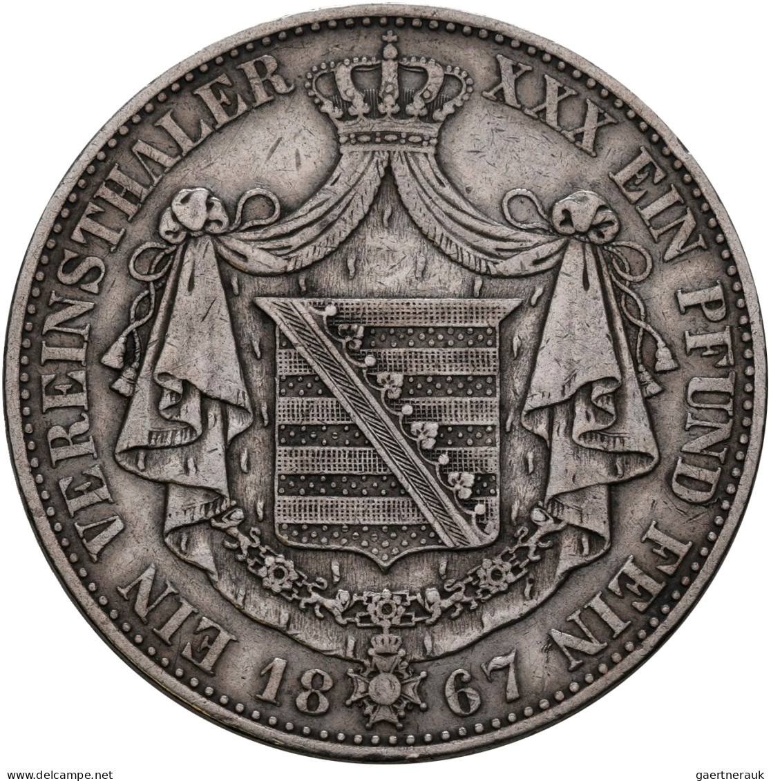 Sachsen-Meiningen: Georg II. 1866-1914: Taler 1867 (Vereinstaler). AKS 219, Jaeg - Andere & Zonder Classificatie