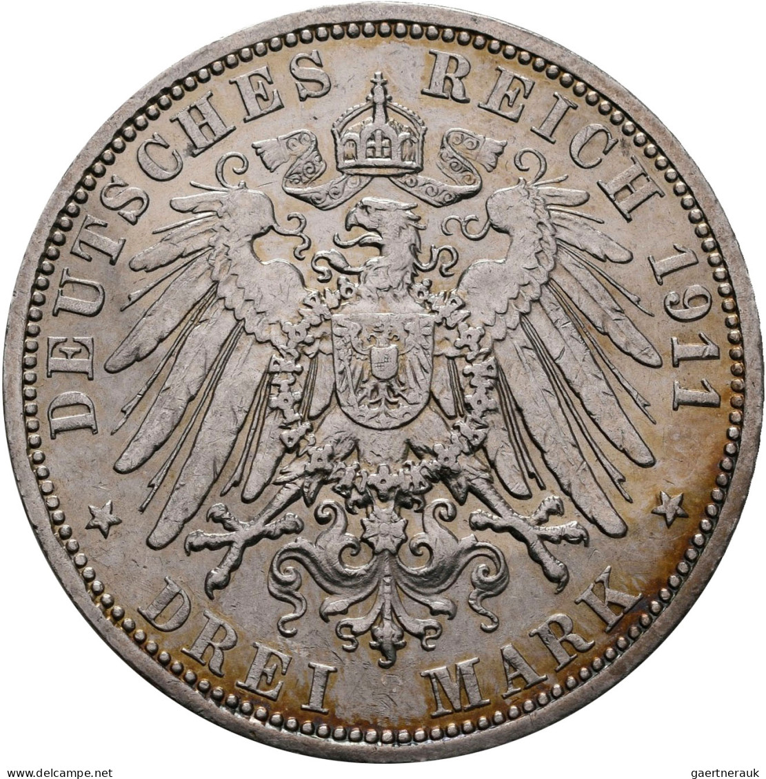 Anhalt: Friedrich II. 1904-1918: 3 Mark 1911, Jaeger 23. Sehr Schön - Vorzüglich - Taler & Doppeltaler