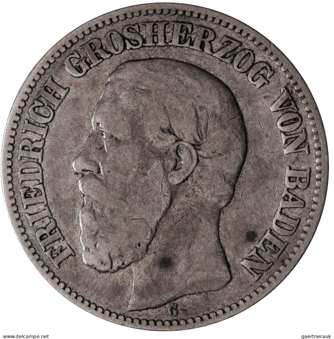 Baden: Friedrich I. 1852-1907: 2 Mark 1876 G, Jaeger 26. Dazu Noch 5 Mark 1876 G - Taler Et Doppeltaler