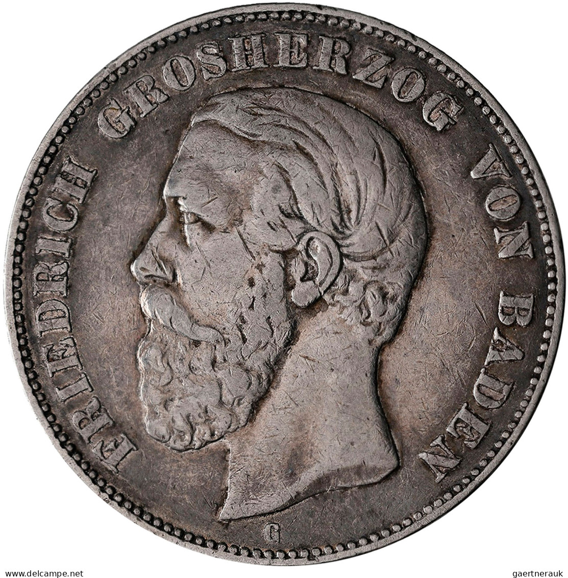 Baden: Friedrich I. 1852-1907: 2 Mark 1876 G, Jaeger 26. Dazu Noch 5 Mark 1876 G - Taler Et Doppeltaler