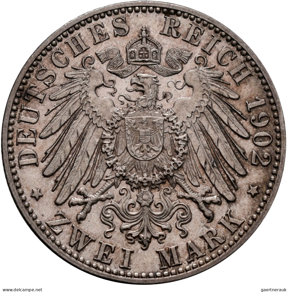 Baden: Friedrich I. 1852-1907: 2 Mark 1902, 50-jähriges Regierungsjubiläum, Jaeg - Taler & Doppeltaler