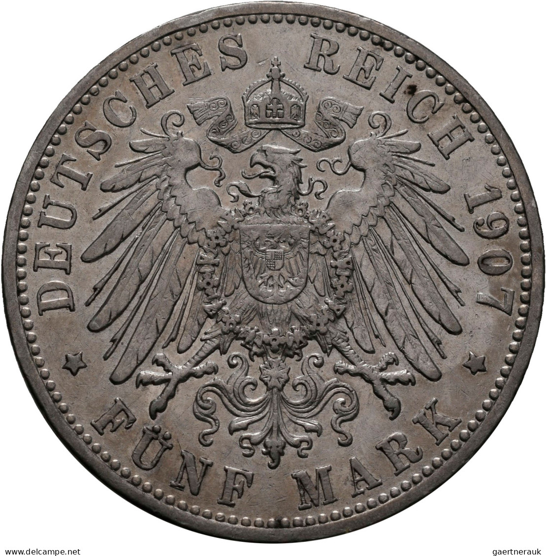 Baden: Friedrich I. 1852-1907: 2 Mark 1903 G, Jaeger 32. Dazu 5 Mark 1907 G, Jae - Taler En Doppeltaler