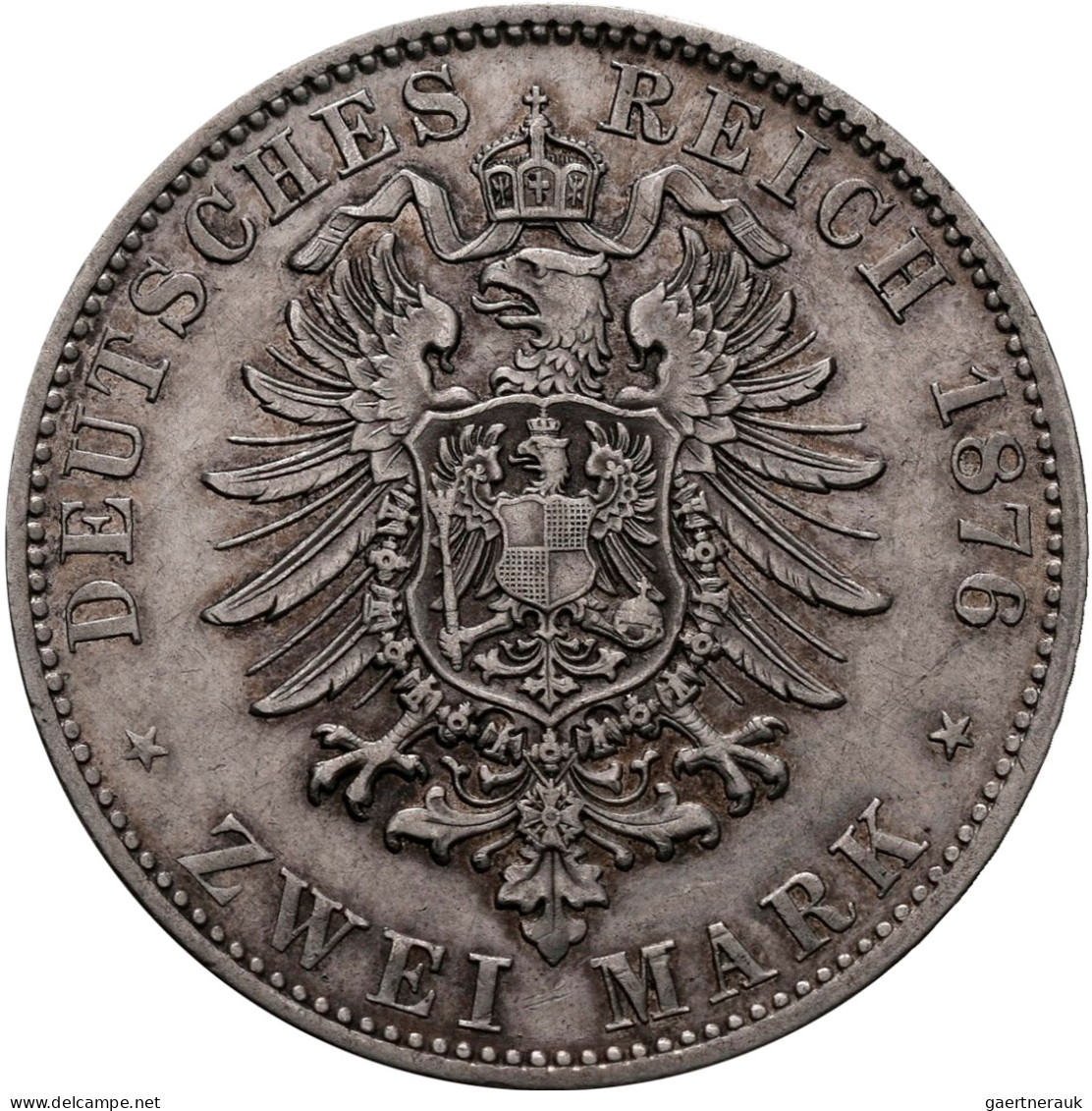 Bayern: Ludwig II. 1864-1886: 2 Mark 1876, Jaeger 41. Kleine Kratzer, Sonst Vorz - Taler & Doppeltaler