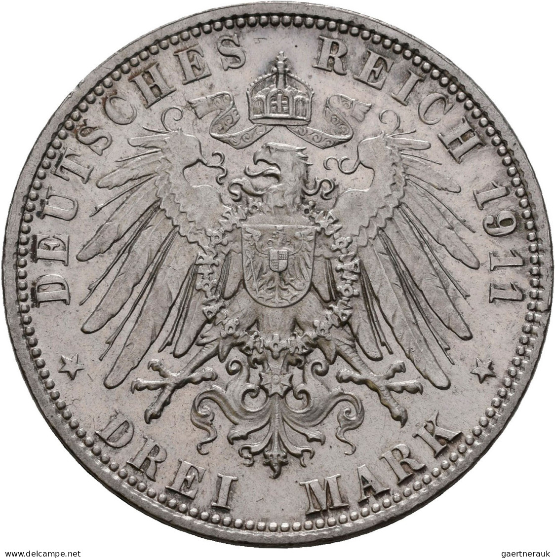 Bayern: Luitpold 1886-1912: Set 2, 3 Und 5 Mark 1911 D, Zum 90. Geburtstag Und 2 - Taler & Doppeltaler