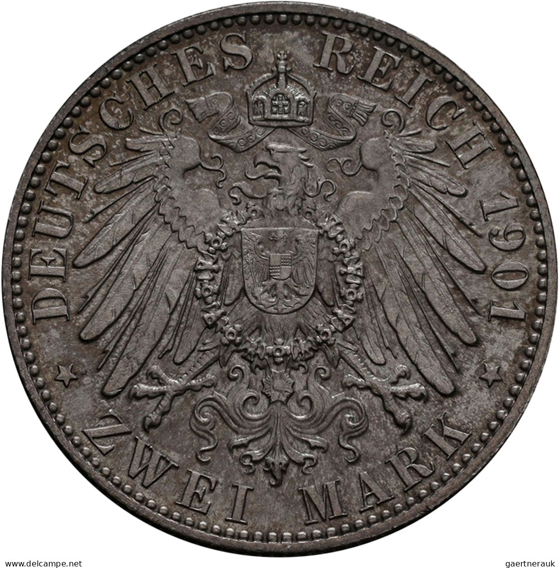 Sachsen: Albert 1873-1902: 2 Mark 1901 E, Jaeger 124. Feine Patina, Vorzüglich. - Taler Et Doppeltaler