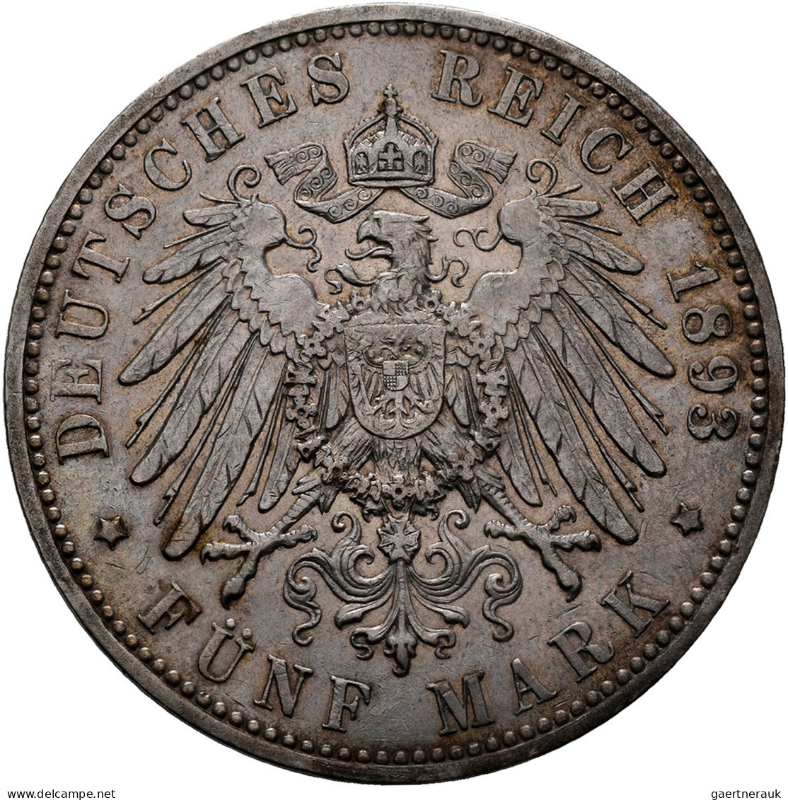 Sachsen: Albert 1873-1902: 5 Mark 1893 E, Jaeger 125; Dazu 2 Mark 1899 E, Jaeger - Taler & Doppeltaler