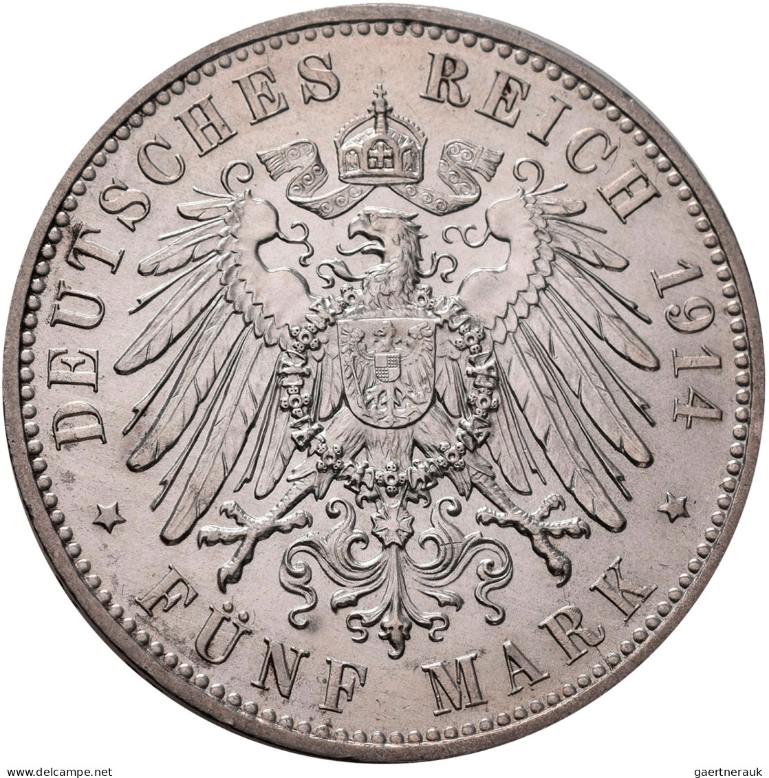 Sachsen: Friedrich August III. 1904-1918: 5 Mark 1914 E, Jaeger 136; 3 Mark 1908 - Taler Et Doppeltaler