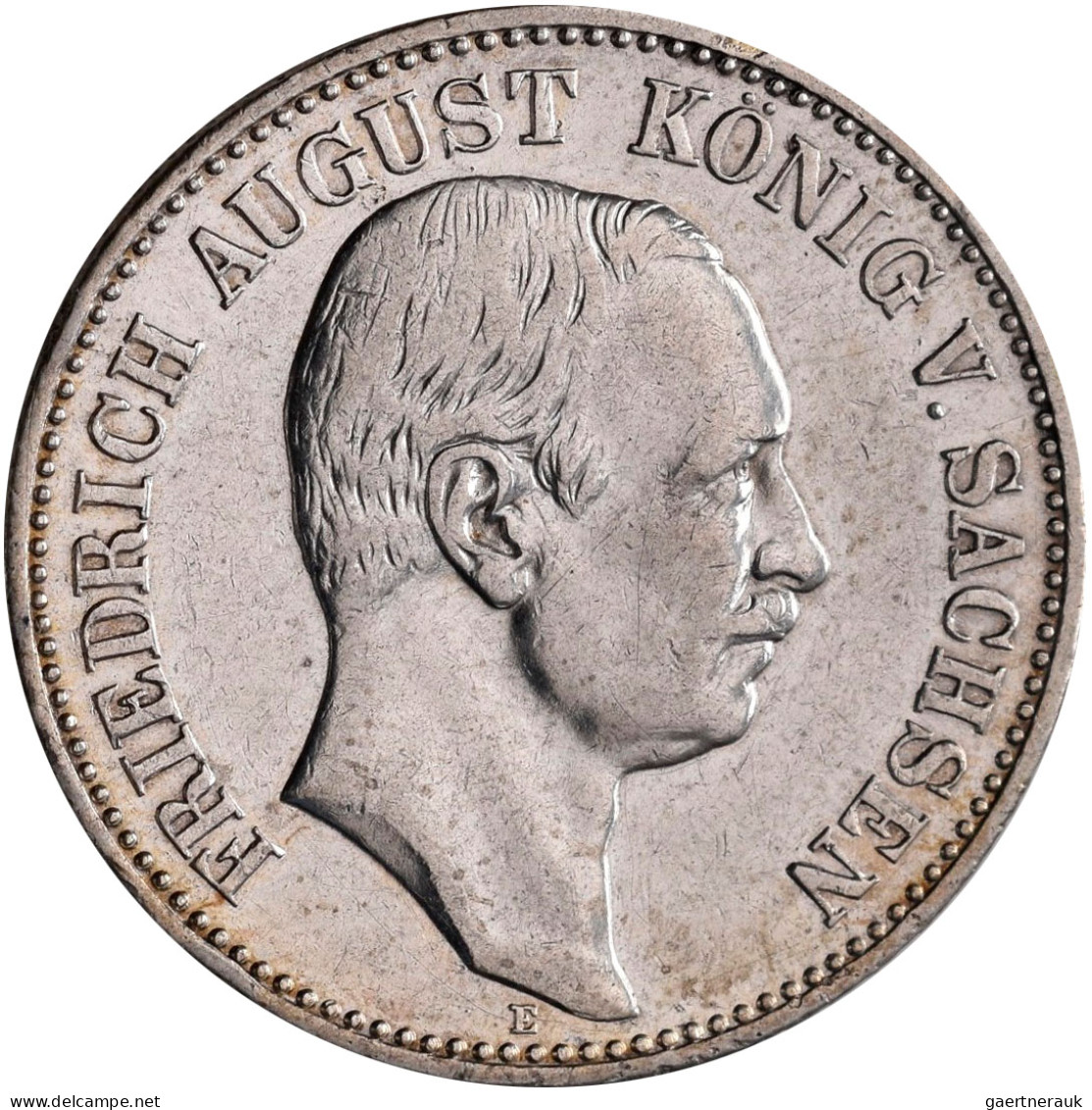 Sachsen: Friedrich August III. 1904-1918: 5 Mark 1914 E, Jaeger 136; 3 Mark 1908 - Taler Et Doppeltaler