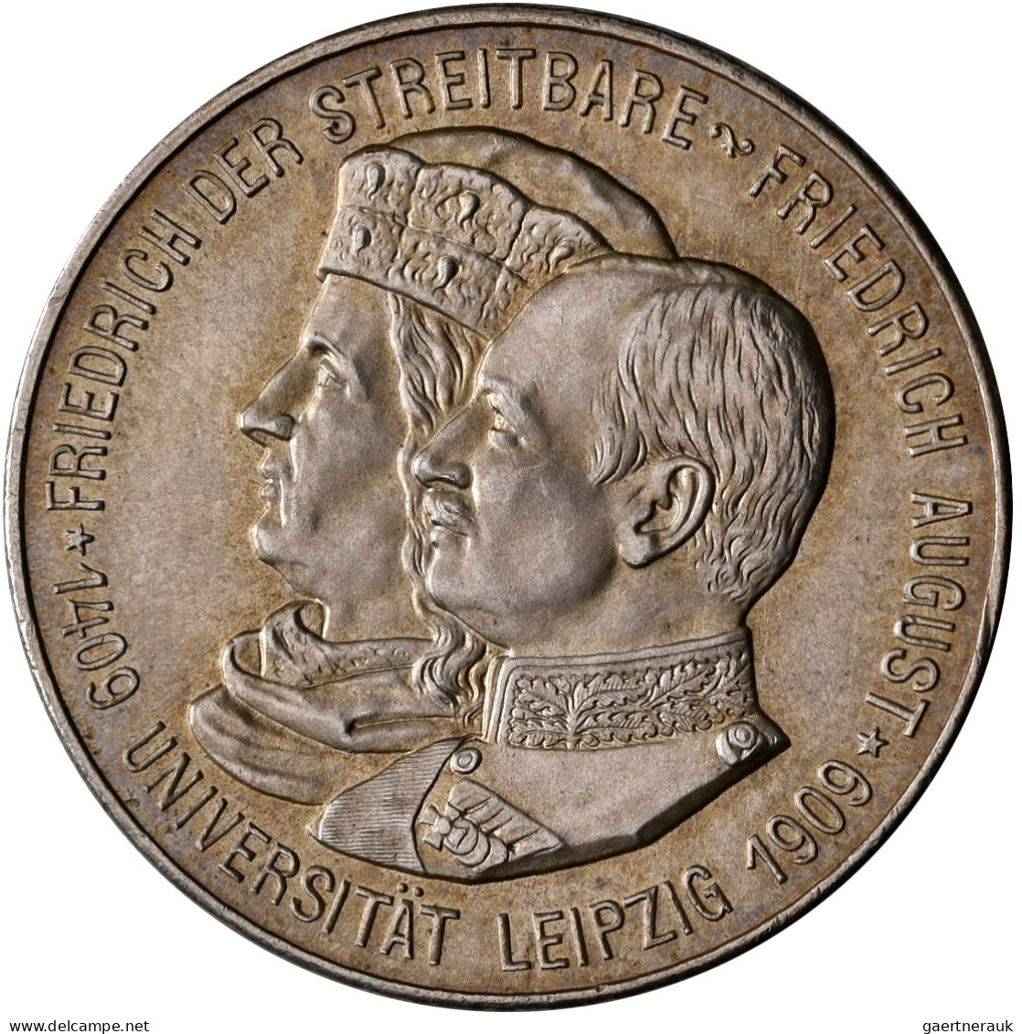 Sachsen: Friedrich August III. 1904-1918: 5 Mark 1909, Universität Leipzig, Jaeg - Taler En Doppeltaler