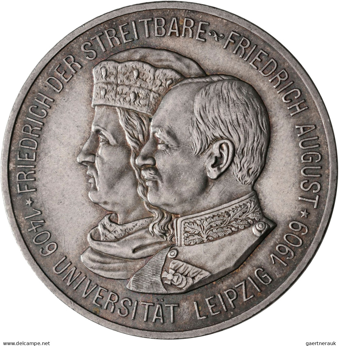 Sachsen: Friedrich August III. 1904-1918: 5 Mark 1909 Universität Leipzig, Jaege - Taler & Doppeltaler